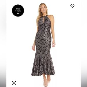 R&M Richards Black Lace Maxi Dress